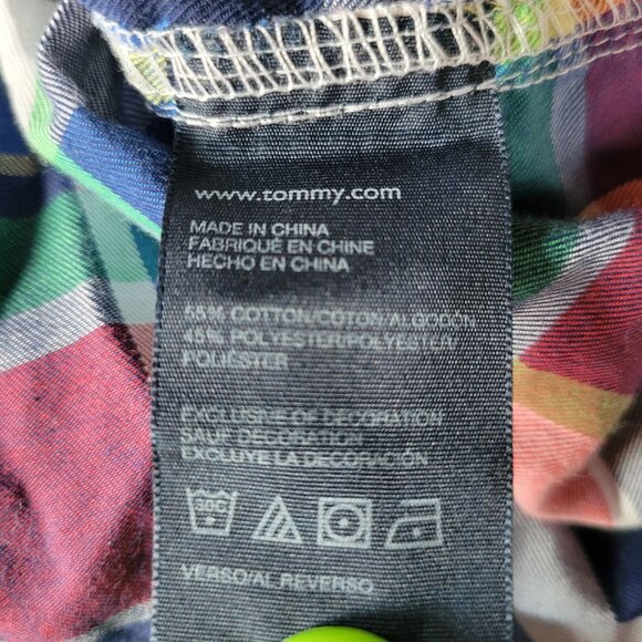 Tommy Hilfiger Plaid Button Up Down Shirt Long Sleeve Youth Large 16/ 18 - Picture 8 of 11